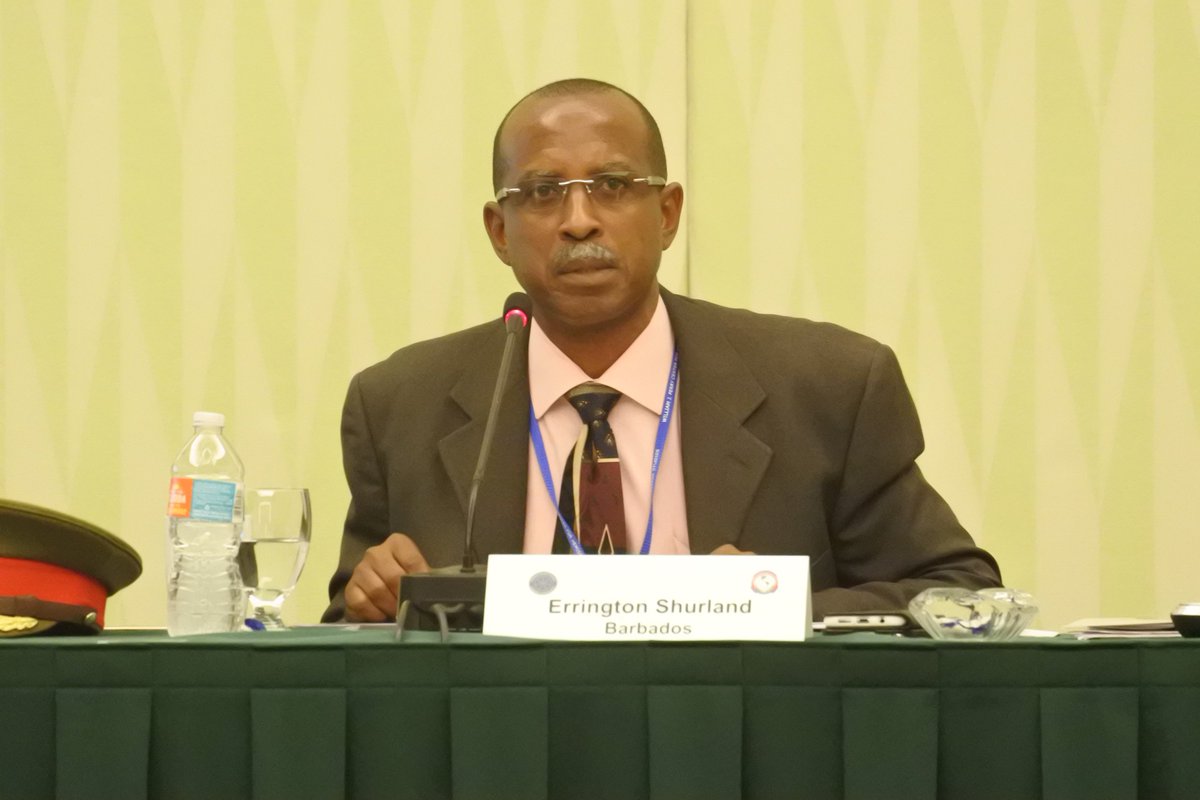 WJPerryCenter's tweet photo. COL Glyne Grannum (GGSA 2014) and CAPT Errington Shurland (DPRM 2004) talk about #Barbados and #RSS perspectives on #HemisphericSecurity. https://t.co/ZABeTwzIxh