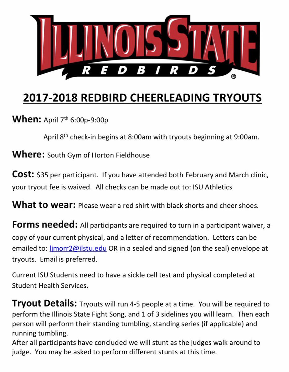 ISUCheerleading's tweet image. 2017-2018 Tryout Information #BackTheBirds