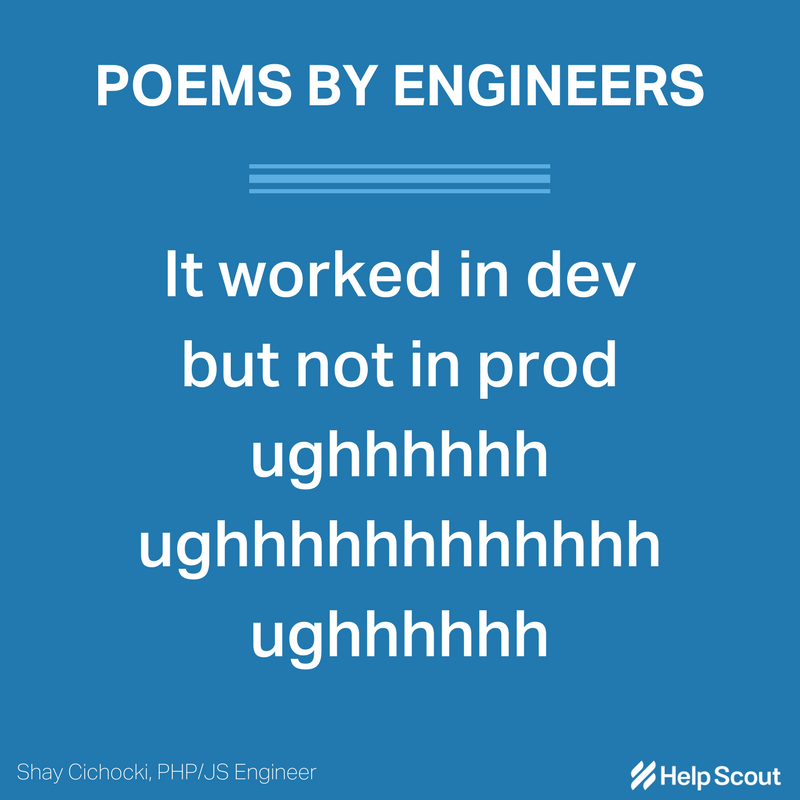 helpscout's tweet photo. Happy #WorldPoetryDay! Make a developer happy, send some love on release days ❤ #HugOps https://t.co/LNyxevp9fa