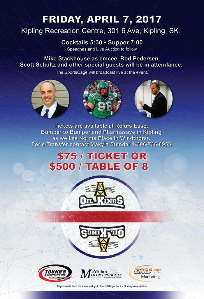 Get your tickets for the <a href="/KWOilKings/">KW Oil Kings</a> Sports Dinner featuring <a href="/scottschultz96/">scottschultz96</a> and <a href="/rodpedersen/">Rod Pedersen</a> with emcee <a href="/stack1975/">Mike Stackhouse</a> 
#Sportsdinner #Keynote