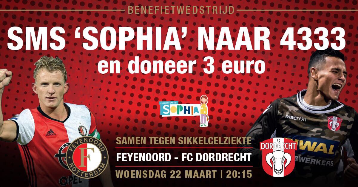 Steun jij de strijd tegen sikkelcelziekte? SMS SOPHIA naar 4333 en doneer eenmalig €3 aan het <a href="/ErasmusMC/">Erasmus MC</a> Sophia Kinderziekenhuis! #feydor