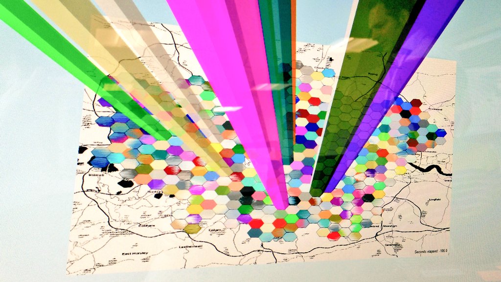 BoBellamy's tweet image. Accidentally creating map art with the wrong click of a #Qgis2threejs button 🙊 Great (&amp;amp;free!) #DataFest17 workshop, thanks @MapNav_Tom