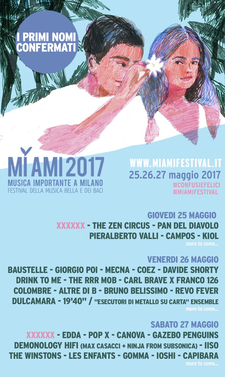 redazioneRockit's tweet photo. MI AMI 2017
I primi nomi. Presto gli altri. 

☞ Prevendite aperte: https://t.co/mBh3ujmEiS

#miamifestival #confusiefelici https://t.co/AbDIHJxkmH
