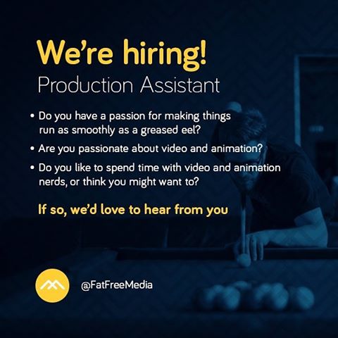Hey internet! We're hiring. We're on the lookout for a talented Production Assistant here in our Nottingham studio. Link in bioooooo...