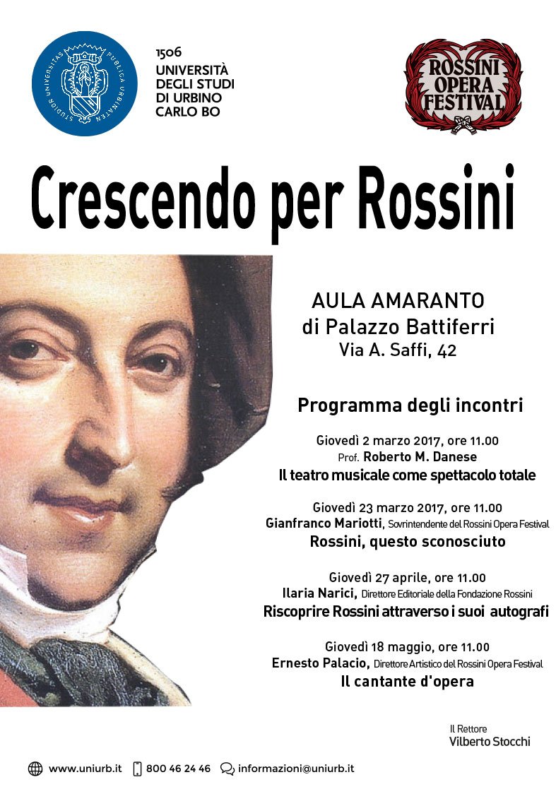 Rof_Pesaro's tweet photo. On March 23 GFMariotti will give a lecture entitled 'Rossini, questo sconosciuto" @uniurbit #CrescendoXRossini #ROFIsAllAround https://t.co/afcU87z30z