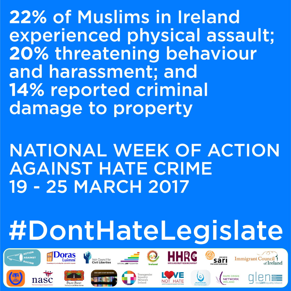 NascIreland's tweet photo. Today is the International Day Against Racism. Ireland needs dedicated Hate Crime Legislation. @ENARIrl 
#DontHateLegislate #LoveNotHate https://t.co/4sapk6h3Iw