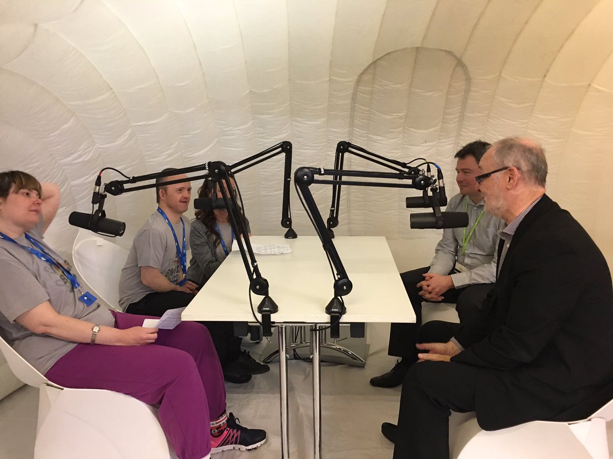 WiganCouncil's tweet photo. Director for adult social care Stuart Cowley and @KeithCunliffe get grilled by Joseph and Nicola in @TheBuzzPod #WSWD17 https://t.co/iD1TZNUIfR