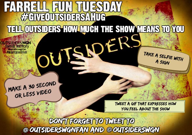 BetaTerritory's tweet photo. #FarrellFun #GiveOutsidersAHug #OutsidersWGN #Video #Selfie #Gif Make sure to tag both @OutsidersWGN & @OutsidersWGNFan https://t.co/4os3nXxg53