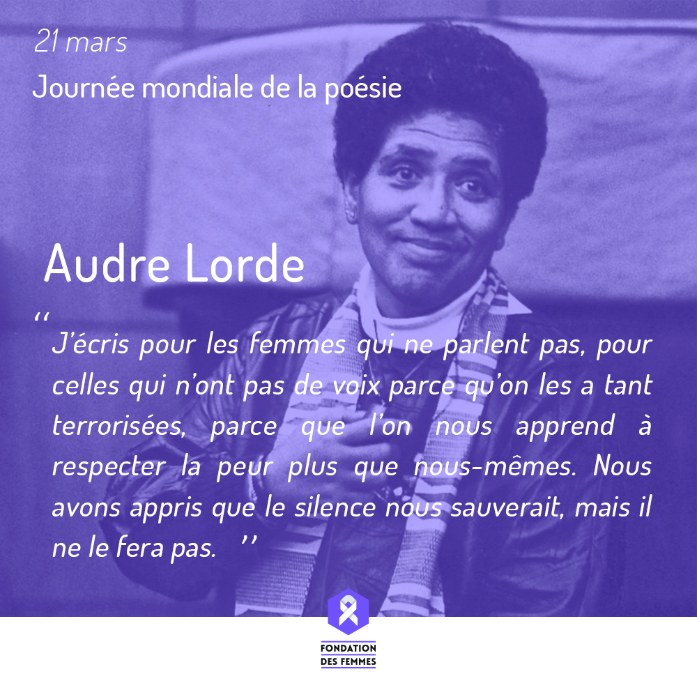 Fondation Des Femmes Pa Twitter Journee Mondiale De La Poesie Decouvrez Audre Lorde Poetesse Americaine Militante Feministe Engagee Contre Le Racisme Femmes T Co Pselxxinea Fondation Des Femmes Pa Twitter Journee Mondiale De La Poesie Decouvrez Audre Lorde Poetesse Americaine Militante Feministe Engagee Contre Le Racisme Femmes T Co Pselxxinea