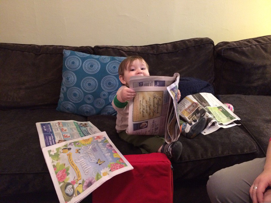 SouthPhillyDad's tweet photo. Decker peruses this weeks @SoPhReview. https://t.co/BzkmOCGNIU
