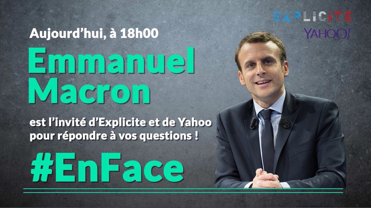 Avant #MacronDijon ce jeudi, @EmmanuelMacron répond à vos questions ce soir à 18h #Macron2017 #EnMarche. 
Vos questions ➡️ #EnFace