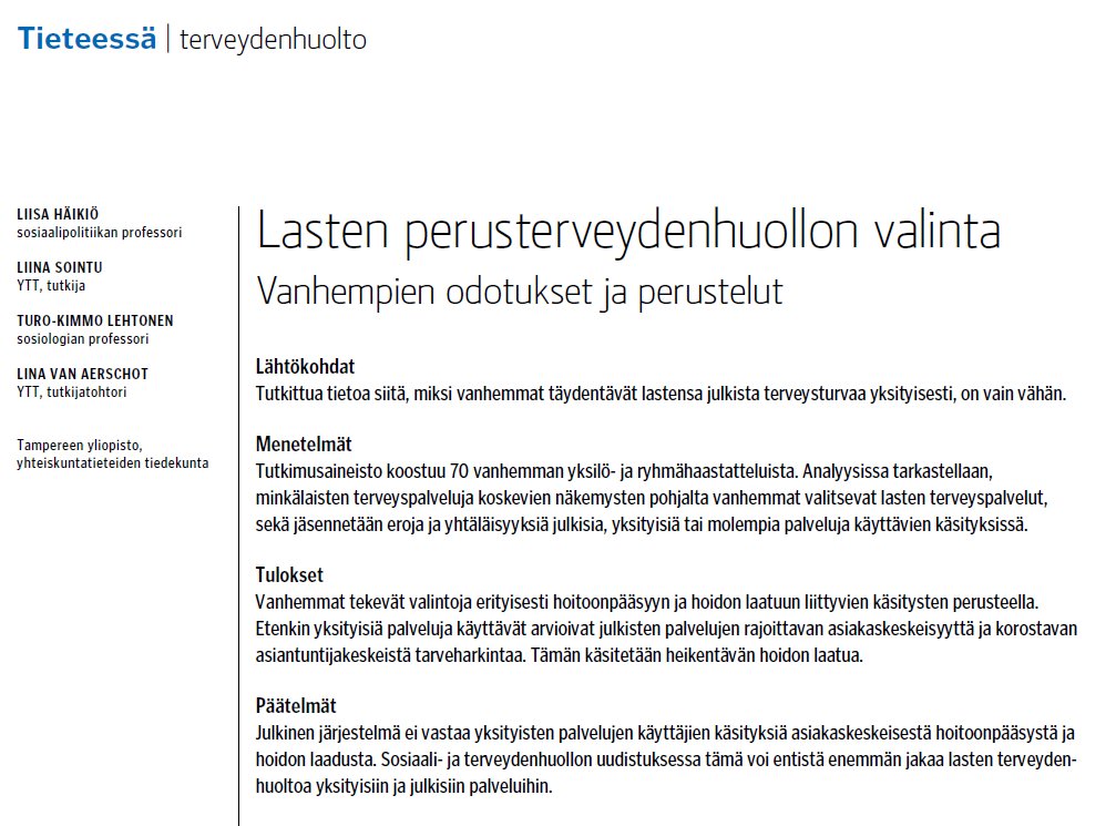 Miksi vanhemmat vakuuttavat lapsensa? <a href="/Liisahai/">Liisa Häikiö</a> <a href="/liina_s/">LiinaS</a> <a href="/LinaVanA/">Lina Van Aerschot</a> ja Turo-Kimmo Lehtonen tutkivat <a href="/Laakarilehti/">Lääkärilehti</a> #sote #valinnanvapaus