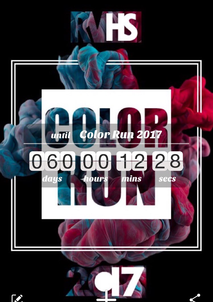 ColorRun_RVHS's tweet image. ATTENTION: T-minus 60 days until the 2nd annual RVHS Color Run!!!!