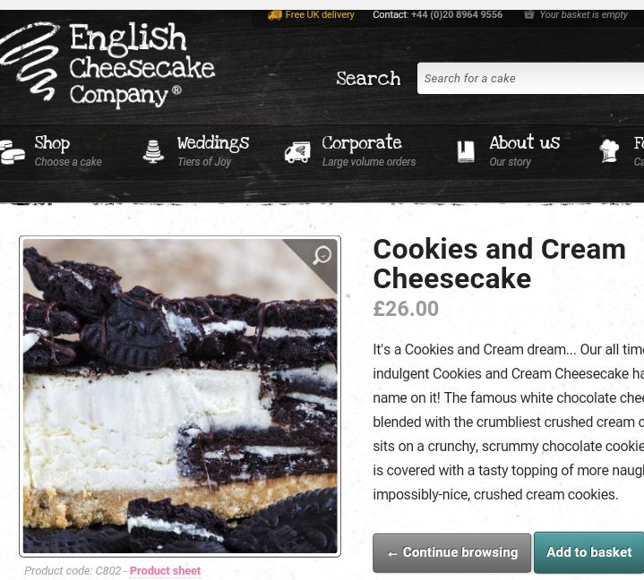 SCHWEEETTV's tweet photo. Bruh COOKIES AND CREAMS cheesecake is RECHERCE @EnglishCC I am due to REVIEW this on YouTube soon. #SCHWEEET TV https://t.co/sawaGizIGU