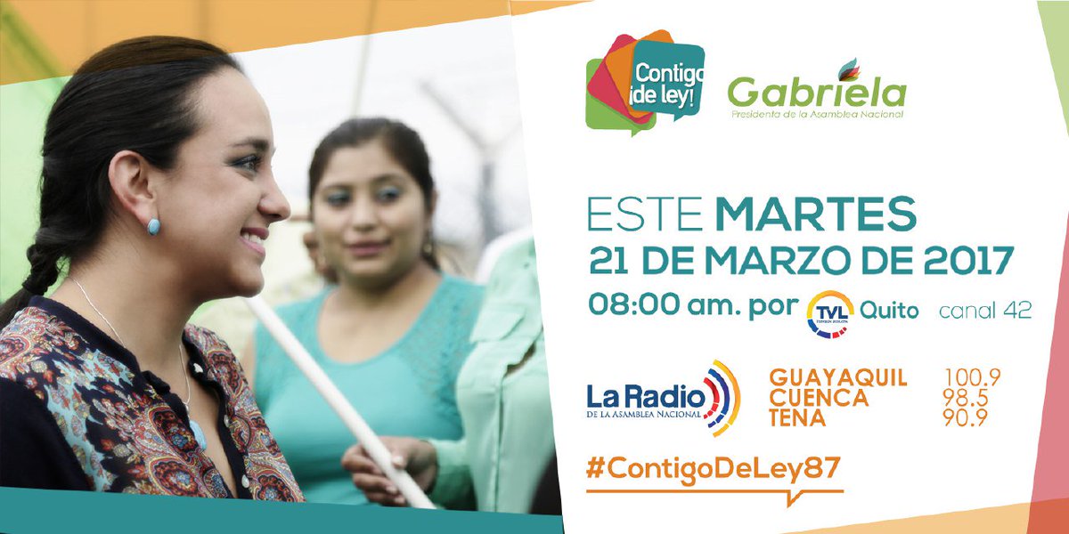 GabrielaEsPais's tweet photo. Empezamos #ContigoDeLey87 acompáñanos por @LaRadioAsamblea y @TvlEcuador https://t.co/k4udnZljmu