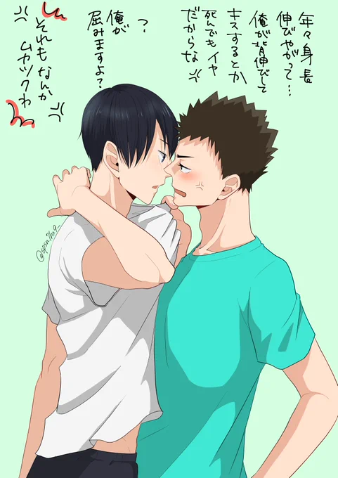 #リプきたキャラ2人を無理矢理なにがなんでもCPにする

ありがとうございました～(*^^*)
岩ちゃん×とびおちゃんです!!
照れ隠しで喧嘩腰の岩ちゃん。かわいい。 