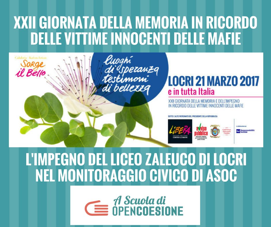 ascuoladioc's tweet photo. #21marzo Giornata #memoriaeimpegno in ricordo vittime delle mafie: il valore dei monitoraggi civici di #ASOC1617 https://t.co/vl51jWt260 https://t.co/2fDWYcUPPI