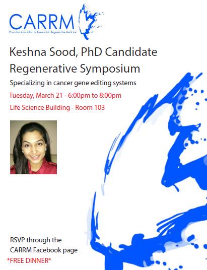 YorkClubs's tweet photo. The Canadian Association for Research in Regenerative Medicine is hosting the Regeneration Symposium tonight! Join them in LSB 103 from 6-10 https://t.co/HRJcyUtdLR