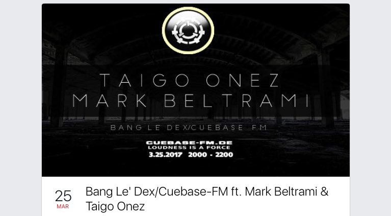 CUEBASEFM1's tweet image. SATURDAY 8pmCET cuebase-fm.de/black 
@taigoonez and Mark Beltrami
#rave #radio 
#underground #electronic #music