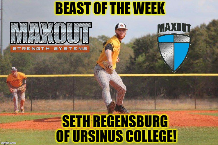 MaxOutStrength's tweet photo. CONGRATS to our own Beast of the Week Seth Regensburg @Pacifico_12 pitcher @UrsinusCollege who dominated in his recent games in Florida! https://t.co/CmzucJ91aA