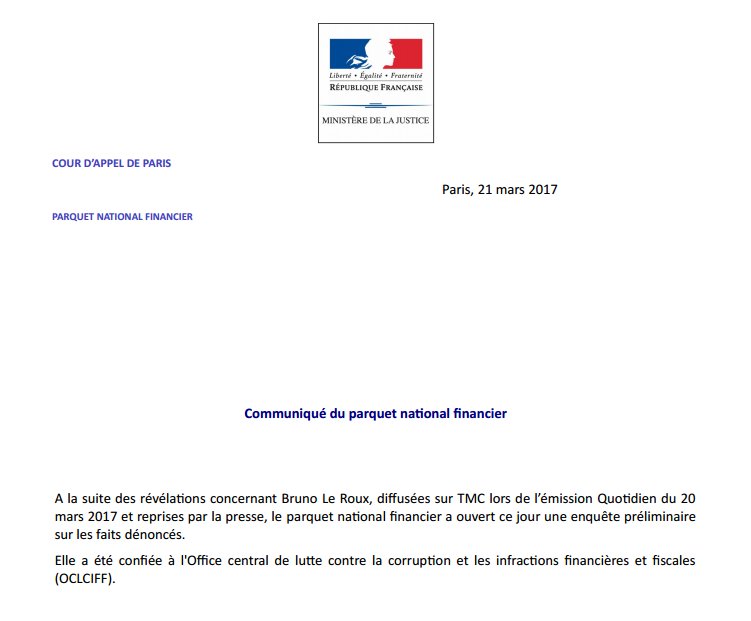 AlexandraGzz's tweet photo. Bruno #LeRoux : le parquet national financier ouvre ce jour une enquête préliminaire sur les faits dénoncés par @Qofficiel. https://t.co/oNT2WHuf9w