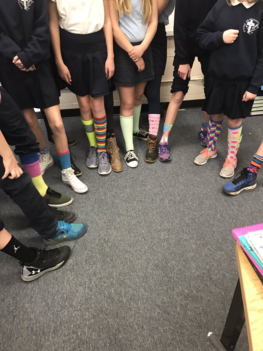 mr_thall's tweet photo. Middle school students wearing crazy socks for World Down Syndrome Day! https://t.co/Dty7wVykeY
