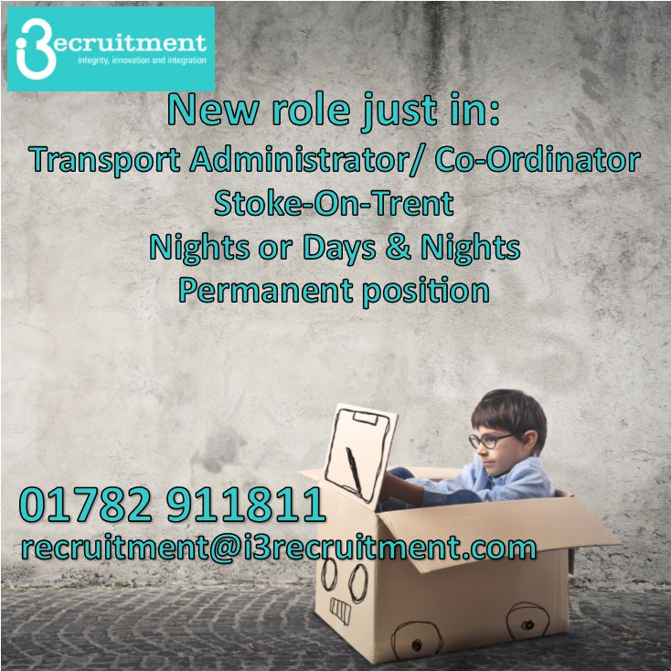 i3_Recruitment's tweet photo. New role just in! Transport Administrator / Co-Ordinator required in Stoke. https://t.co/YTWmZ4GNhi https://t.co/K2gidoaC4x