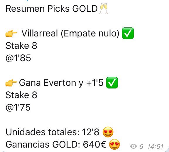 TipstersSpain's tweet photo. Resúmenes Pick Gold o Picks de la semana ❤️❤️❤️. Hoy para el Pick del día, Stake 2, que no lo pusimos. 🙌🙌🙌 💶💶💶 https://t.co/0DqOZJAMLf