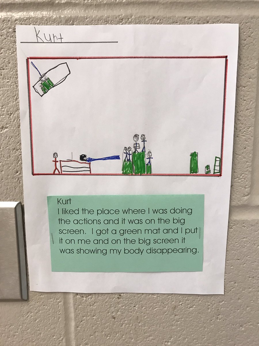 KerrEteach's tweet photo. Grade 1s from Ms Stewart's class write about trip to @TIFF_NET digiPlayspaces. #legerlearns #onted #tcdsb https://t.co/ET3NJoDhIm