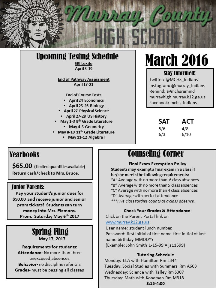 AndreaMorrow78's tweet image. MCHS March Parent Newsletter @MCHS_Indians @counselorsmchs @mchsreads #supportingparents #parentinvolvementcommittee