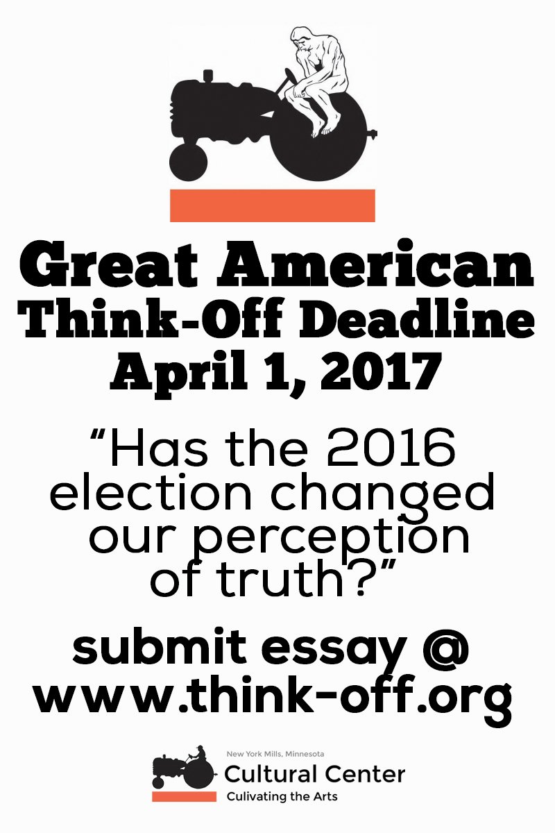 OtterTailCounty's tweet photo. 25th Annual Great American #ThinkOff essay deadline is April 1. @exploreNYMills @ccnym #livewideopen https://t.co/8lMmqbbfI7