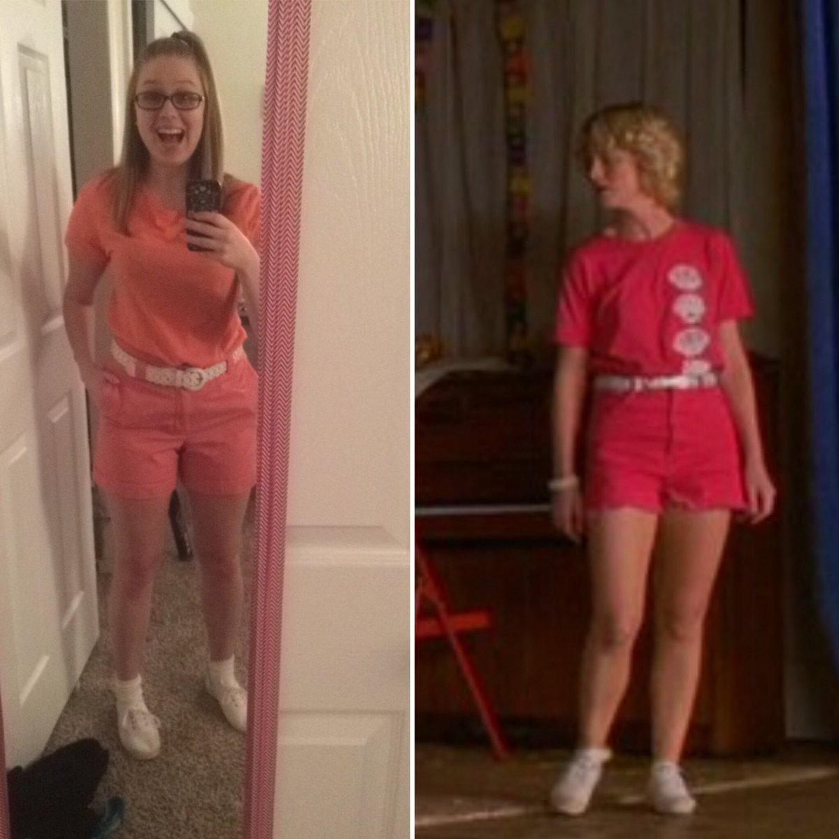 Pulling inspiration from Amy Poehler for today's 80s camp video shoot at work.