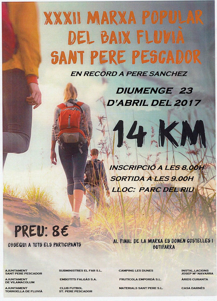 Aj_SantPere's tweet photo. XXXII Marxa Popular del Baix Fluvià 
Diumenge 23 d'abril de 2017 https://t.co/vClt4M2tss