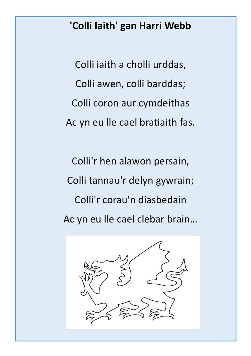 #DiwrnodBarddoniaethybyd #WorldPoetryDay 
Mwynhewch rhan gyntaf y gerdd hon am golli iaith.
<a href="/Cymraeg_Cymuned/">Sarah Meek</a> <a href="/Welshworkplace/">John Woods</a> <a href="/AwrYDysgwyr/">Awr Y Dysgwyr</a>