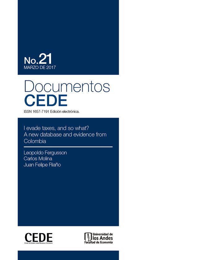 #DocumentoCEDE No. 21: I evade taxes, and so what? A new database and evidence from Colombia goo.gl/sV62sv