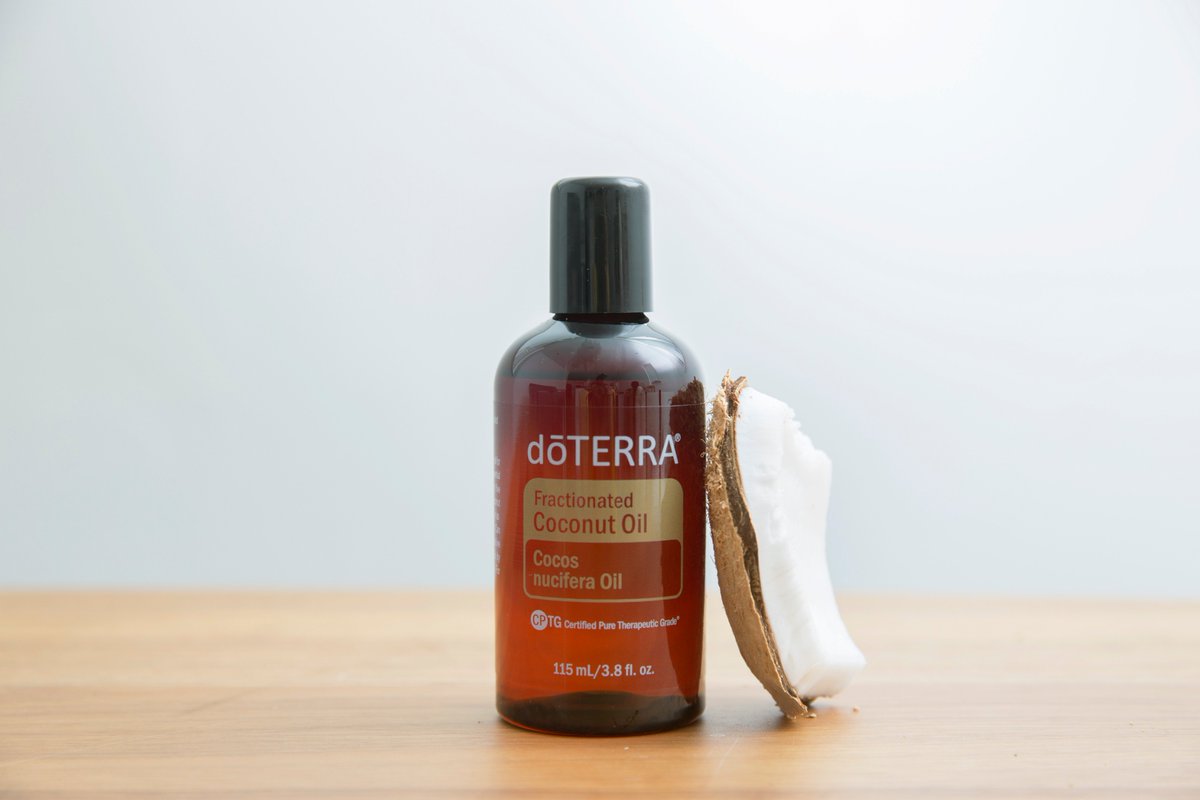 doterra's tweet image. Fractionated Coconut Oil is unique because it remains liquid at room temperature, making it easy to use when diluting essential oils.