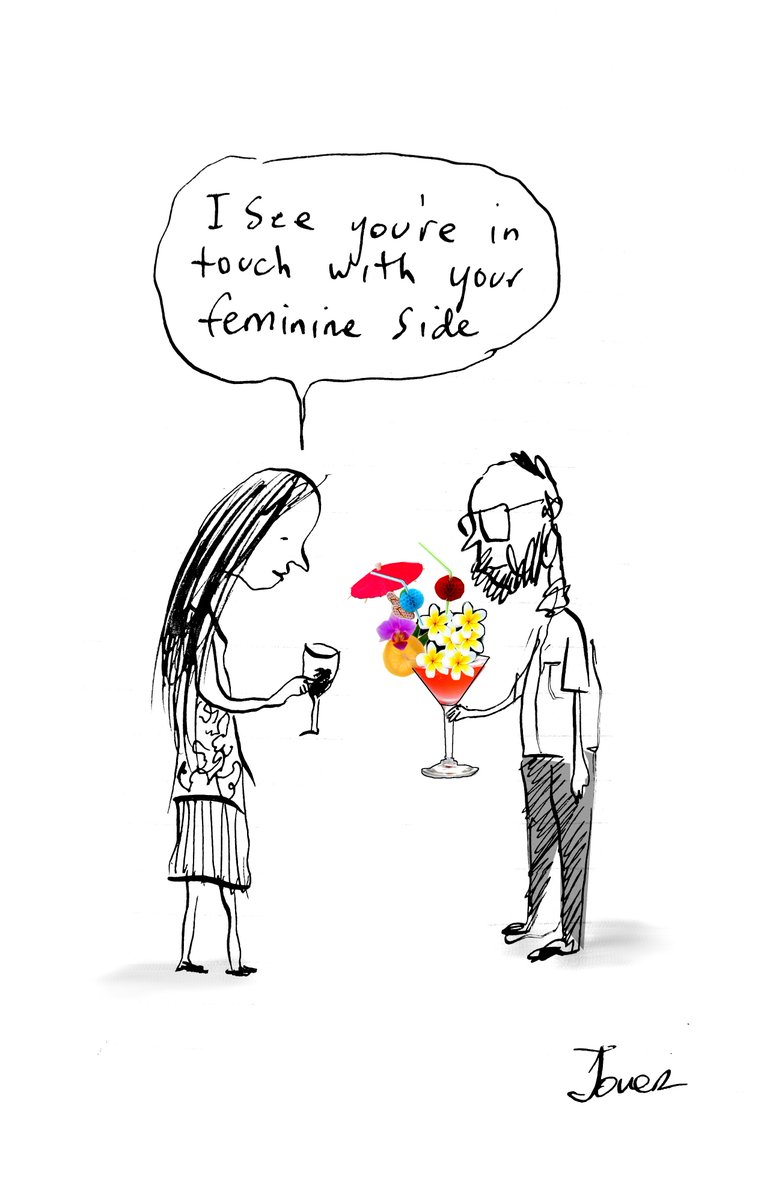 new works coming later today- see them here first  facebook.com/lojoverart , for now have a new cartoon #art #cartoon ''FEMININE SIDE''