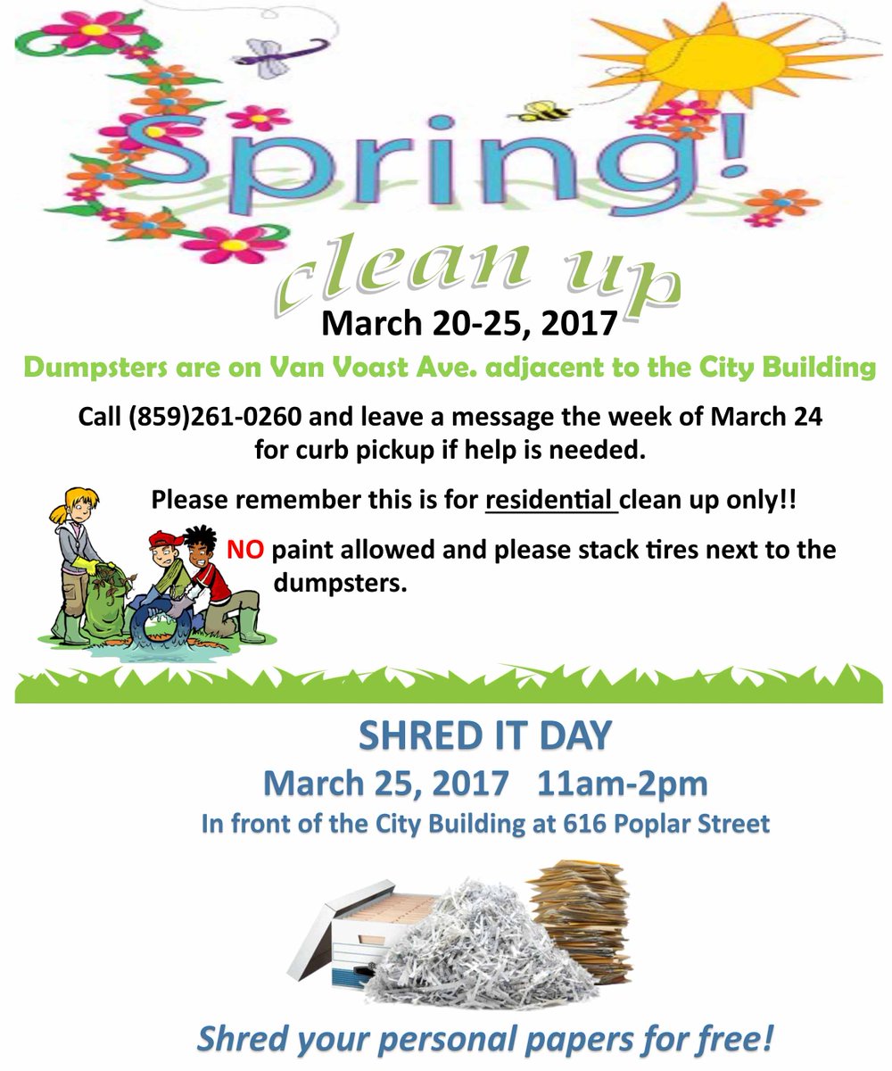 Spring Clean Up this week and Shred It Day on Saturday!