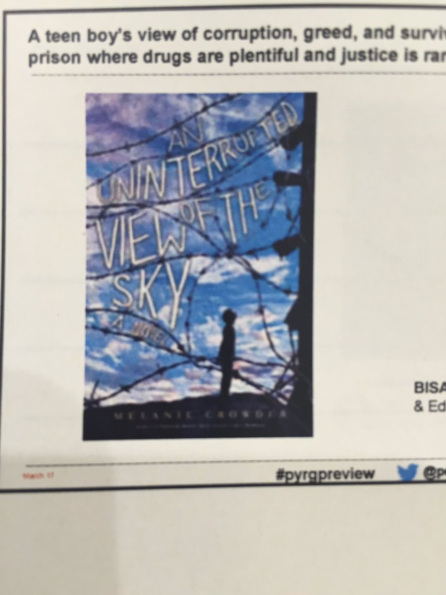 Set in a corrupt prison in Bolivia, #AnUninterruptedViewoftheSky by @MelanieACrowder sounds AMAZING. #pyrgpreview
