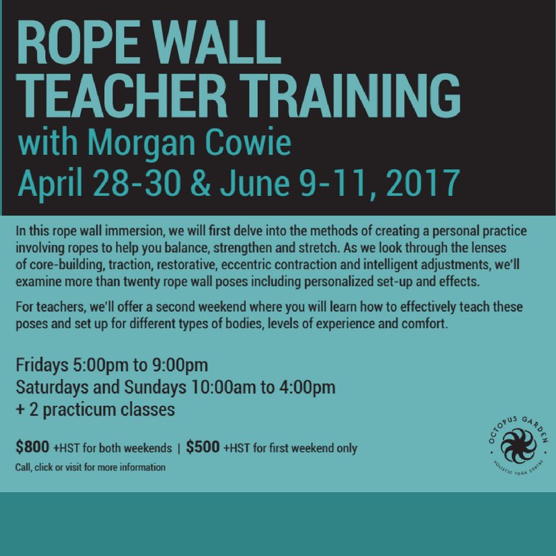 For anyone who is curious about the practice of rope wall yoga or want to learn more about teaching this extremely beneficial yoga form.