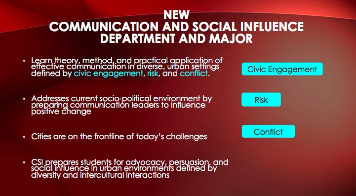 StratCommTU's tweet photo. Information on the new Communication and Social Influence Department and Major #BeyondStratComm https://t.co/LIl5SVU48T