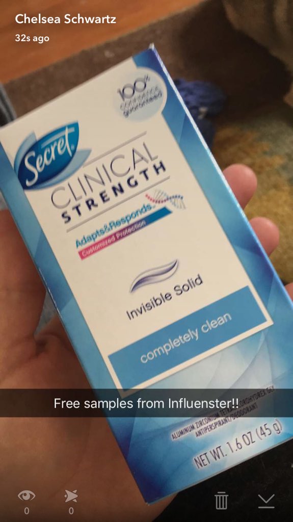 CSchwartz4187's tweet photo. @InfluensterVox @SecretDeodorant Best. Deodorant. Ever!! #RosyVoxBox #contest #stresstest https://t.co/e7H71vNhZT