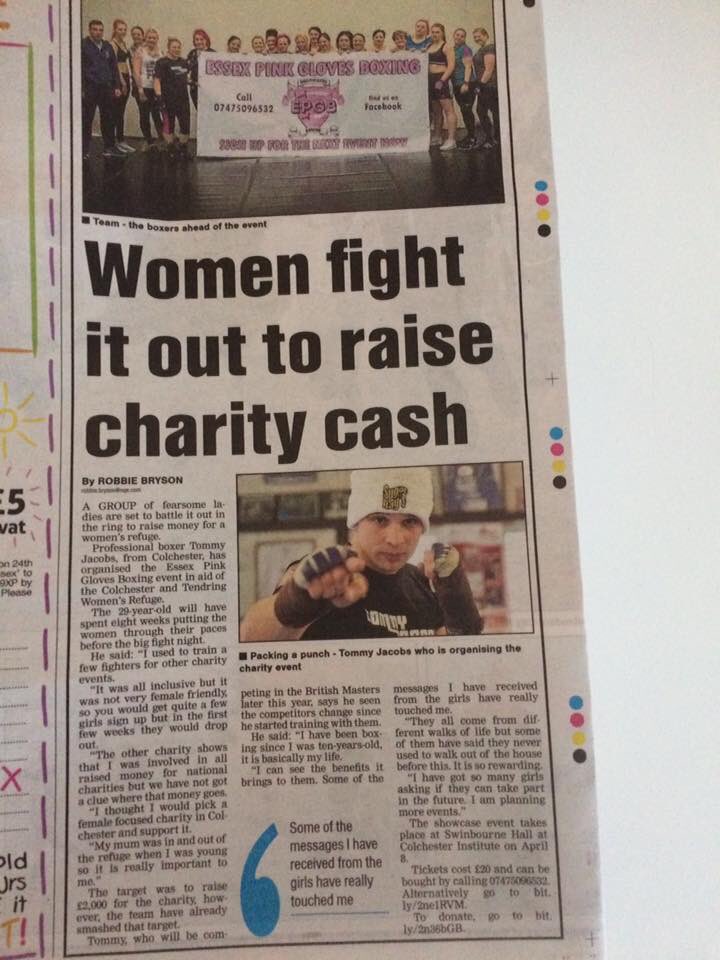 tommysweet_t's tweet photo. #ladies #boxing raising money and awareness for #domesticviolence #boxers #women #essex #share #retweet #LetsHitBack #newspaper #colchester https://t.co/hQoY5z9VBG