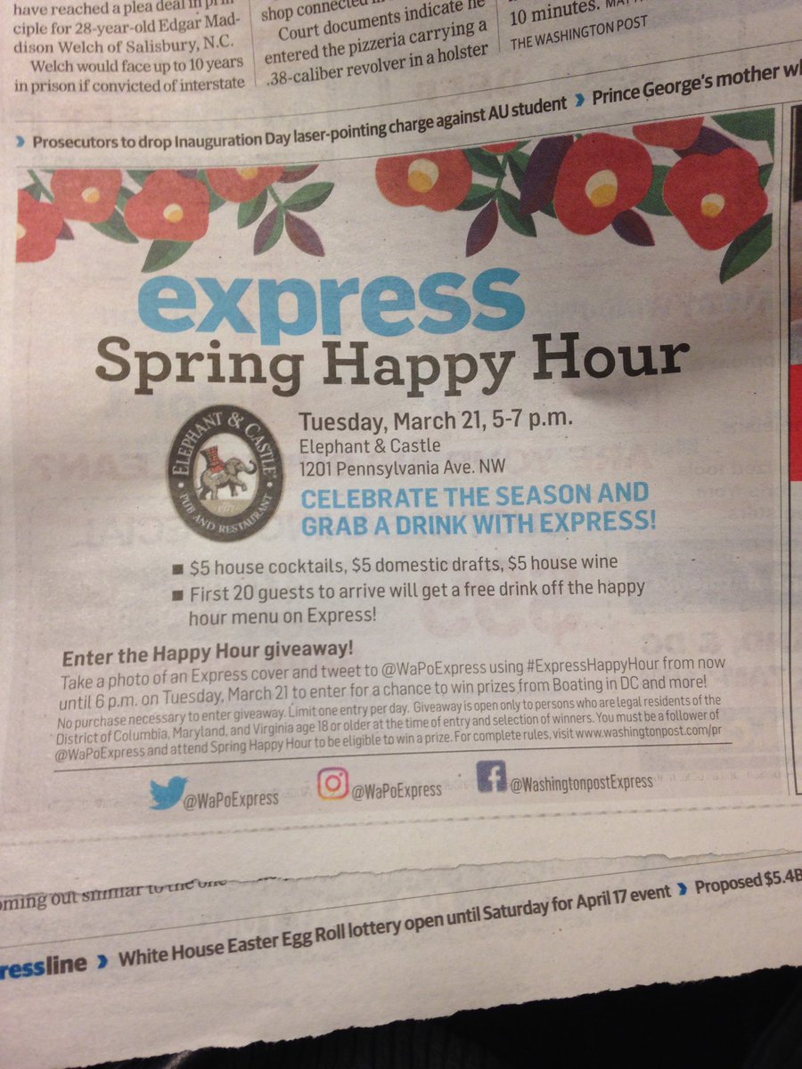 OMGoshRosh's tweet photo. @WaPoExpress #ExpressHappyHour tonight!! https://t.co/0TodN6WucV