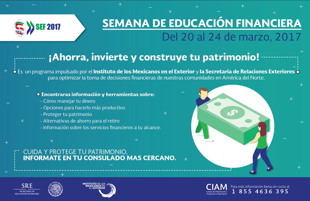 ConsulmexNUO's tweet photo. #SabíasQue la #SRE e @IME_SRE impulsan la #SEF2017 en favor del
#EmpoderamientoMX de mexicanos en #EUA. #RedConsular https://t.co/E1S2XmiMbz https://t.co/SUEO0X0I2Q