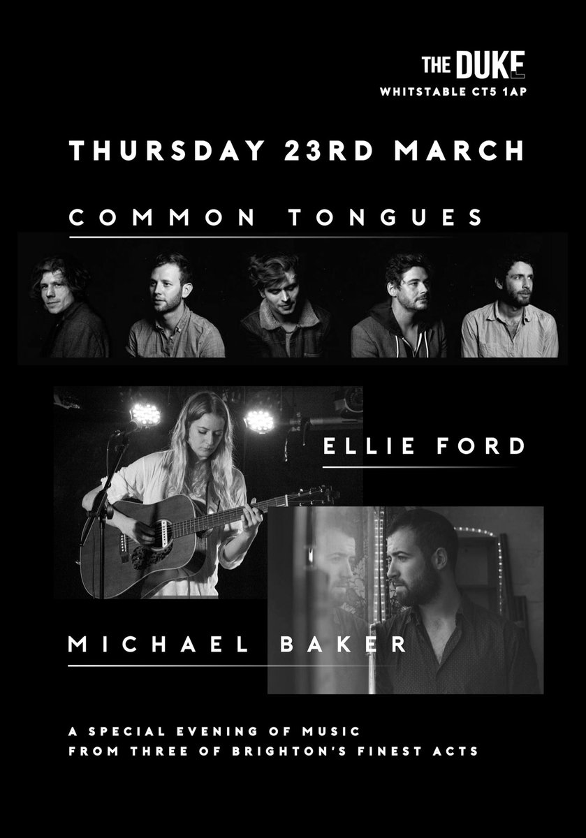 <a href="/DukesWhitstable/">The Duke</a>  this Thursday ... great line up.

<a href="/WhitstableLive/">Whitstable Live</a> <a href="/wowhitstable/">Whats On Whitstable</a> <a href="/TheOffy/">The Offy</a> <a href="/escapetocreate/">Catriona Campbell</a>