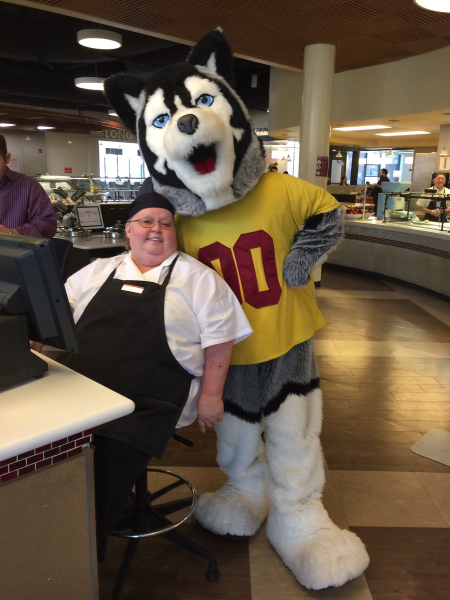 GoBUHuskies's tweet photo. Come check out Roongo at the Commons looking for YOUR votes #MascotMadness #VoteRoongo 🐾 @BUCampusDining https://t.co/UABhJxt6WB