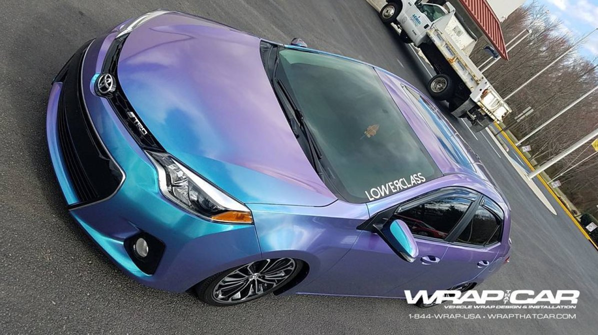 This Toyota #Corolla is rockin' Turquoise Lavender #ShiftEffect. Great installation and photo by <a href="/WrapThatCar/">WrapThatCar</a>. #WrapThatCar