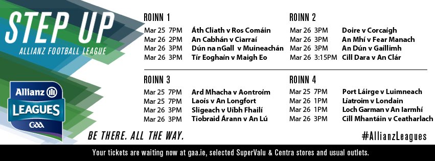 officialgaa's tweet photo. RT this #TicketTuesday tweet and you could win a pair of tickets to an #AllianzLeagues Football game of your choice this coming weekend! https://t.co/Ur3PK5zR2B