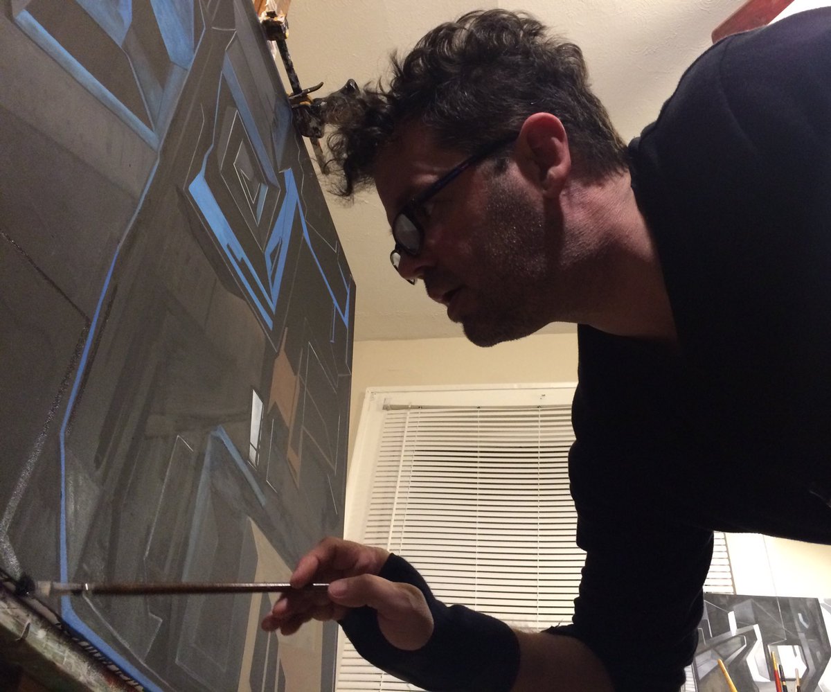 JTORIGINALS's tweet photo. been laid up with a bum wrist. couldn't take it anymore had to paint.#LifeisLabyrinth
#wip 
#modernart 
#gallery
#abstractart 
#oilpainting https://t.co/RgVSaCwXJc